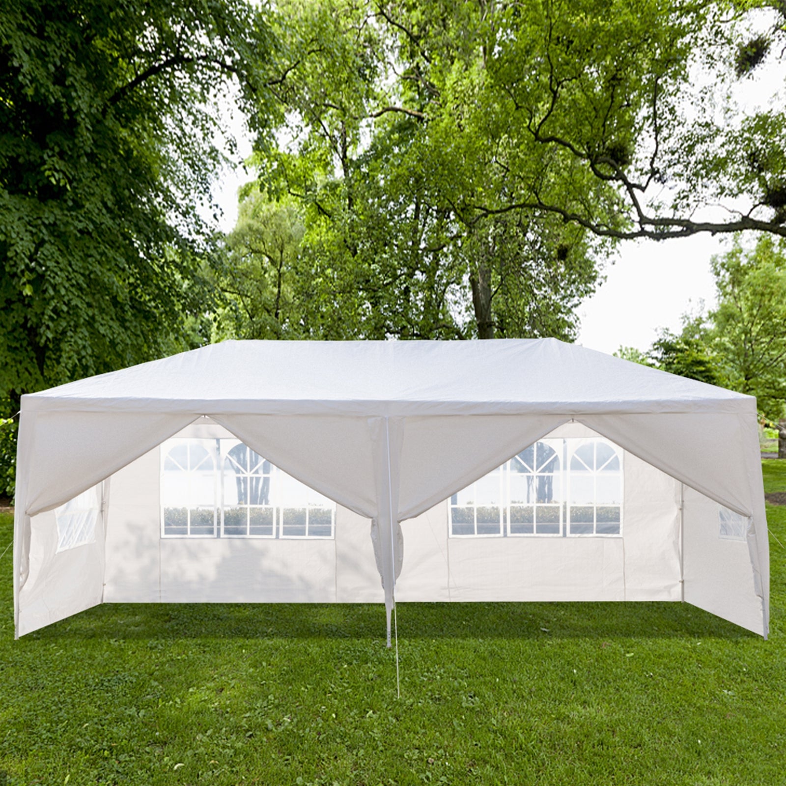 ZNTS 3 x 6m Six Sides Two Doors Waterproof Tent with Spiral Tubes White 13319883
