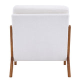 ZNTS Oak Armrest Oak Upholstered Teddy Velvet Single Lounge Chair Indoor Lounge Chair Off-White 86558751