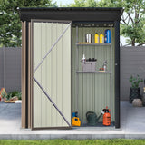 ZNTS TOPMAX Patio 5ft Wx3ft. L Garden Shed, Metal Lean-to Storage Shed with Adjustable Shelf and Lockable WF297849AAD