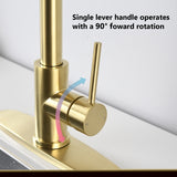 ZNTS Stainless Steel Pull Down Kitchen Faucet with Soap Dispenser Brushed Gold JYBB41202BG