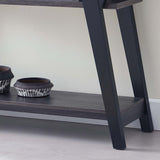 ZNTS Wooden Entryway Console Table, Hallway Display Table with Two Shelves in Distressed Grey & Black B107130906