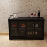 ZNTS Kitchen Storage Stand Cupboard With Glass Door-Black W28215277