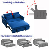 ZNTS Convertible Sofa Bed, 3-in-1 Versatile Velvet Double Sofa with Pullout Bed, Seat with Adjustable W1853112508