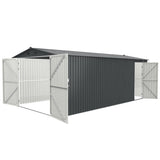 ZNTS Outdoor Storage Shed 20x10 FT, Metal Garden Shed Backyard Utility Tool House Building with 2 Doors W1895109582