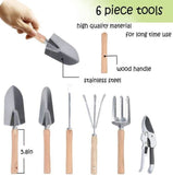 ZNTS 9 PCS Garden Tools Set Ergonomic Wooden Handle Sturdy Stool with Detachable Tool Kit Perfect for W104147773