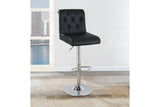 ZNTS Adjustable Bar stool Gas lift Chair Black Faux Leather Tufted Chrome Base Modern Set of 2 Chairs HS00F1644-ID-AHD