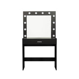 ZNTS Modern Design Bedroom Makeup Dressing Table with Light and Stool,Black W33136276