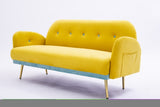 ZNTS 2156 sofa includes 2 pillows 58" yellow velvet sofa for small spaces W127866399