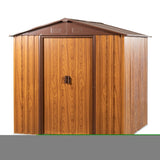 ZNTS 6 Ft. W X 6 Ft. D Metal Storage Shed Appealing horizontal siding in woodgrain with coffee trim to W54071035