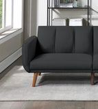 ZNTS Elegant Modern Sofa Black Polyfiber 1pc Sofa Convertible Bed Wooden Legs Living Room Lounge Guest HS00F8510-ID-AHD