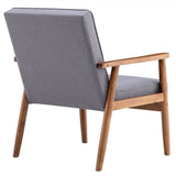 ZNTS (75 x 69 x 84)cm Retro Modern Wooden Single Chair, Grey Fabric 16382571