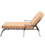 ZNTS Adjustable Outdoor Steel Patio Chaise Lounge Chair with 5 Positions, UV-Resistant Cushions Beige 40396607