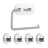ZNTS Rustproof SUS304 Stainless Steel Adhesive Hooks Bathroom Accessories Set Towel Hook Tissue Holder 62651439