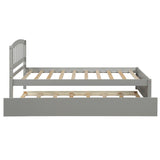 ZNTS Twin size Platform Bed Wood Bed Frame with Trundle, Gray WF194302AAE