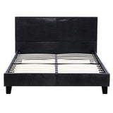 ZNTS Simple PU Bed Frame Black Twin 93002967