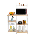 ZNTS Light Beige Kitchen Baker's Rack Utility Storage Shelf 35.5" Microwave Stand 4-Tier 3-Tier Shelf for 89863865