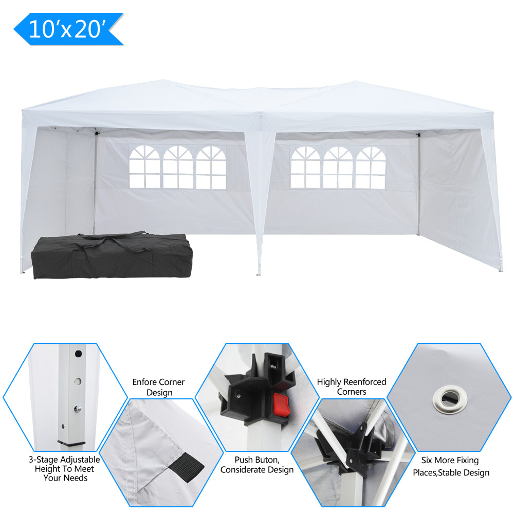 ZNTS 3 x 6m Two Windows Practical Waterproof Folding Tent White 10434093