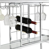 ZNTS Contemporary Chrome Wine Rack Silver Modern Glass Metal Frame Wine Storage 62673456