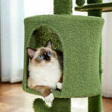 ZNTS Unique Cactus Cat Tree Cat Tower with Sisal Covered Scratching Post, Cozy Condo, Plush Perches, 87049854