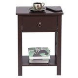 ZNTS Nightstand Modern End Table, Side Table with 1 Drawer and Storage Shelf, Brown 79383343