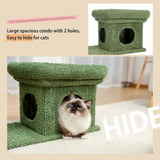 ZNTS 2 IN 1 Cactus Cat Tree Cat Tower With Sisal Covered Scratching Post Cozy Condo Plush Perch Dangling 41607219