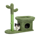 ZNTS 2 IN 1 Cactus Cat Tree Cat Tower With Sisal Covered Scratching Post Cozy Condo Plush Perch Dangling 41607219