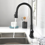 ZNTS Single Handle High Arc Pull Out Kitchen Faucet,Single Level Stainless Steel Kitchen Sink Faucets 30523616