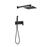 ZNTS Brass Matte Black Shower Faucet Set Shower System 10 Inch Rainfall Shower Head with Handheld Sprayer 57003822