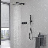 ZNTS Brass Matte Black Shower Faucet Set Shower System 10 Inch Rainfall Shower Head with Handheld Sprayer 76070981