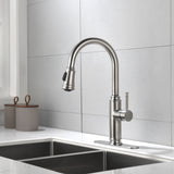 ZNTS Single Handle High Arc Pull Out Kitchen Faucet,Single Level Stainless Steel Kitchen Sink Faucets 82522326