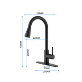 ZNTS Black Kitchen Faucet, Kitchen Faucets with Pull Down Sprayer Commercial Stainless Steel Single 43249908