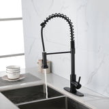 ZNTS Kitchen Faucets Commercial Solid Brass Single Handle Single Lever Pull Down Sprayer SpringKitchen 44507686