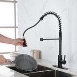 ZNTS Kitchen Faucets Commercial Solid Brass Single Handle Single Lever Pull Down Sprayer SpringKitchen 44507686