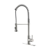 ZNTS Spring Brushed Nickel Faucet with Sprayer Pull Down, Comercial Stainless Steel Sink Faucet 86861353