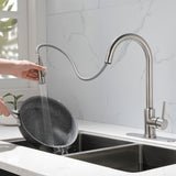 ZNTS Single Handle High Arc Pull Out Kitchen Faucet,Single Level Stainless Steel Kitchen Sink Faucets 15374222