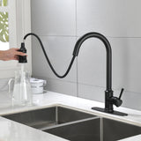 ZNTS Single Handle High Arc Pull Out Kitchen Faucet,Single Level Stainless Steel Kitchen Sink Faucets 75411374