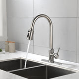 ZNTS Single Handle High Arc Pull Out Kitchen Faucet,Single Level Stainless Steel Kitchen Sink Faucets 17336740