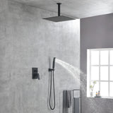 ZNTS Matte Black Set System Bathroom Luxury Rain Mixer Combo Set Ceiling Mounted Rainfall 73925649