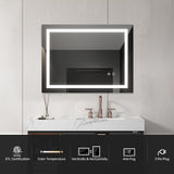 ZNTS LED Lighted Bathroom Wall Mounted Mirror with High Lumen+Anti-Fog Separately Control+Dimmer Function 82872313