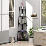 ZNTS WTZ Corner Shelf 70 Inch Tall 5- Tier Industrial Corner Bookcase Corner Ladder Shelf Small 24351426