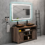 ZNTS 60 in. W x 36 in. H Frameless LED Single Bathroom Vanity Mirror in Polished Crystal 74376911