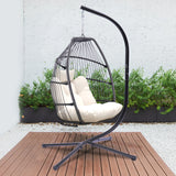 ZNTS Outdoor Patio Wicker Folding Hanging Chair,Rattan Swing Hammock Egg Chair With Cushion And Pillow 59642009