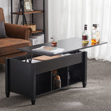 ZNTS Lift Top Coffee Table Modern Furniture Hidden Compartment And Lift Tabletop Black 21256284