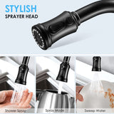 ZNTS Kitchen Faucet- 3 Modes Pull Down Sprayer Kitchen Tap Faucet Head, Single Handle&Deck Plate for 1or3 40015993