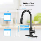 ZNTS Kitchen Faucet- 3 Modes Pull Down Sprayer Kitchen Tap Faucet Head, Single Handle&Deck Plate for 1or3 40015993