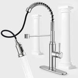 ZNTS Kitchen Faucet - Spring Kitchen Sink Faucet with 3 Modes Pull Down Sprayer, Single Handle&Deck Plate 12338848