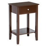 ZNTS Two-layer Bedside Table Coffee Table with Drawer Coffee 03177153