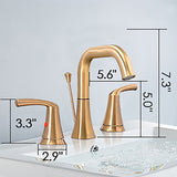 ZNTS Bathroom Faucet 3 Hole - Sink Faucet 2-Handle 3-Hole, Brushed Gold Widespread 8 Inch 30692445