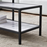 ZNTS Modern Nesting coffee table Square & rectangle,Black metal frame with wood marble color top 12079750