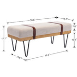 ZNTS Linen Fabric soft cushion Upholstered solid wood frame Rectangle bed bench with powder coating metal 07566813
